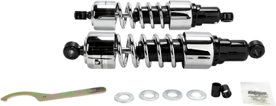 Progressive Suspension 412 Cruiser Series Shock Absorbers for Harley-Davidson, 13.5 Inches, Chrome Finish
