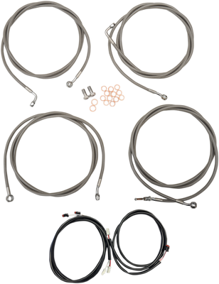 LA CHOPPERS Complete Plug-and-Play Cable Kit for 15-17 Inch Handlebars on 2017-2020 Harley Touring with ABS - Stainless LA-8054KT3-16
