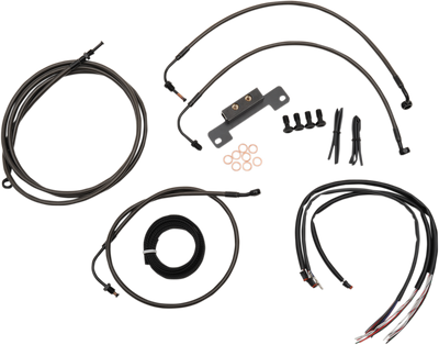 LA Choppers Complete Midnight Braided Cable Kit for 12-14 inch Handlebars - '14-'15 FLHX LA-8012KT2-13M