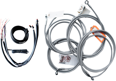 LA CHOPPERS Complete Stainless Braided Handlebar Cable and Brake Line Kit for 18-20 Inch Handlebars - Compatible with 2014-2015 FL Models - Part LA-8052KT2-19