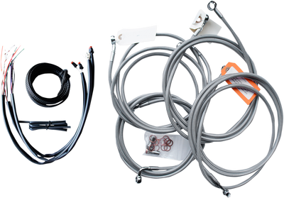LA CHOPPERS Complete Stainless Braided Handlebar Cable and Brake Line Kit for 12-14 Inch Handlebars - Fits 2014-2015 FL Models - Part LA-8052KT2-13