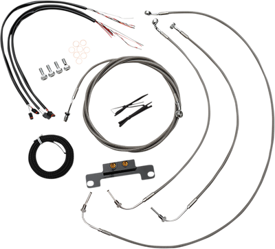 LA CHOPPERS Complete Stainless Braided Handlebar Cable and Brake Line Kit for 2021-2022 FLH with Stock Bars - Part LA-8056KT2-08