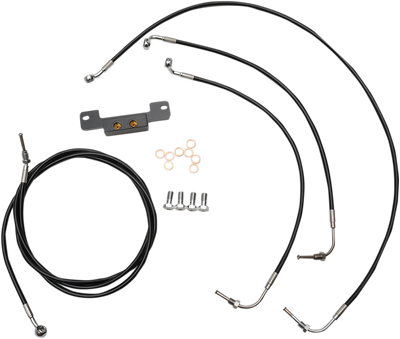 LA CHOPPERS Standard Black Vinyl Handlebar Cable and Brake Line Kit for 18-20 inch Ape Hangers (2017-2019 Touring Models) - Part LA-8055KT-19B