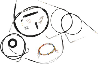 LA CHOPPERS Complete Black Vinyl Braided Handlebar Cable and Brake Line Kit for 18-20 Inch Handlebars - Fits 2007-2010 FXST Models, Part LA-8140KT2-19B