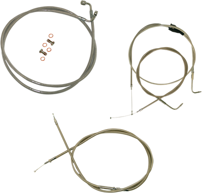 LA Choppers Standard Stainless Braided Handlebar Cable and Brake Line Kit for 18-20 inch Ape Hangers (96-07 Touring) - Part LA-8005KT-19