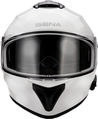 SENA OutForce Helmet Large Glossy White OUTFORCE-GW00L - Full Face Motorcycle Helmet with Bluetooth 5.0 and Advanced Ventilation System