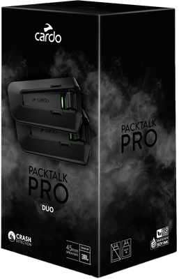 CARDO Packtalk Pro Duo Bluetooth Motorcycle Intercom with JBL Speakers and Waterproof Design