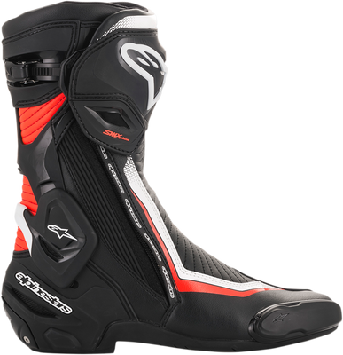 Alpinestars SMX Plus Motorcycle Boots - Black, White, Red Fluorescent, US 10.5 / EU 45 (Part Number 2221019-1231-45)