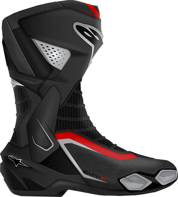 Alpinestars SMX-6 V3 Motorcycle Boots – Black, Silver & Red, US 9 / EU 43 – Performance Track and Street Riding Footwear