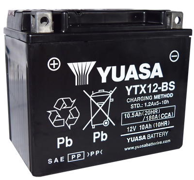 Yuasa YTX12-BS Maintenance Free AGM 12-Volt Powersports Battery