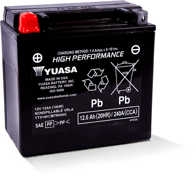 Yuasa YTX14H Maintenance Free AGM 12-Volt Powersports Battery