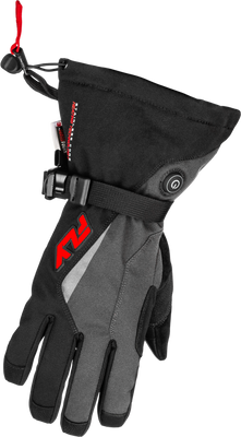 Title Heated Gauntlet Gloves Grey/Black/Red Yl