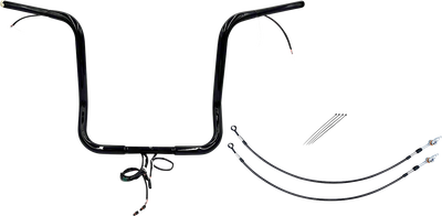 FAT BAGGERS INC. EZ Install Wired 1-1/4" Pointed Top Handlebar Kit - 16" - Black 902216-B
