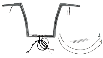 FAT BAGGERS INC. EZ Install Wired 1-1/4" Flat Top Handlebar Kit - 14" - Chrome 702914