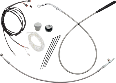 FAT BAGGERS INC. EZ Install Kit - 13"/14" Handlebars - Upper Clutch - Braided Stainless Steel/Chrome 119014-C