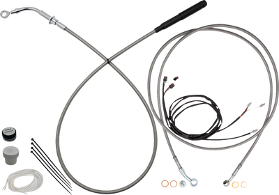 FAT BAGGERS INC. EZ Install Kit - 10" Handlebars - Upper Clutch - Full Length - Braided Stainless Steel/Chrome 219010-C