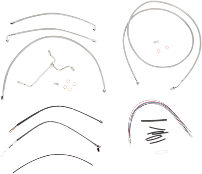 BURLY BRAND Complete Stainless Braided Handlebar Cable/Brake Line Kit - 15" Ape Hangers - '14-'16 FLH B30-1118