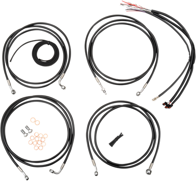 LA CHOPPERS Complete Black Vinyl Braided Handlebar Cable/Brake Line Kit - 12"-14" Handlebars - '14-'15 FLH LA-8052KT2-13B