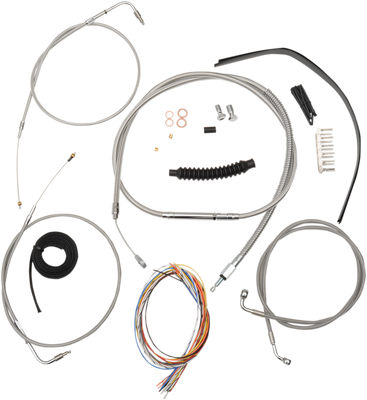 LA CHOPPERS Complete Stainless Braided Handlebar Cable/Brake Line Kit - 12"-14" Handlebars - '96-'03 Sportster LA-8300KT2-13