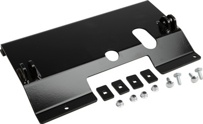 KFI Products 105190 ATV mid-mount snow plow mount bracket black powder coated grade 50 steel plate with tapered tabs for legacy Polaris utility quads