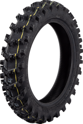 Dunlop Geomax MX14 rear tire showing tread blocks and sidewall