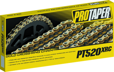 ProTaper 520XRC sealed slim X-ring drive chain with 120 links for full-size dirt bikes including Yamaha YZ450F, KTM 300 XC-W, and Honda CRF450R.