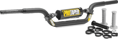 A high-resolution studio product photograph of the ProTaper Micro KTM 50 Handlebar (Part Number 025038), set against a clean white background. Displayed from a front-facing studio angle, the handlebar is precision-engineered from high-strength 2000-series aluminum with a durable anodized finish. Specifically tailored for youth riders on KTM 50cc models, it features ProTaper's specialized reduced-diameter tubing at the grip sections to accommodate smaller hands for superior control, while maintaining a standard 7/8-inch clamp diameter at the center mount.