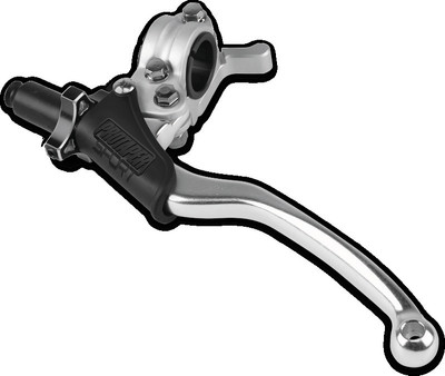 A high-resolution studio product photograph of a ProTaper AOF (Adjust On-the-Fly) Clutch Lever and Perch Assembly with Hot Start, set against a clean white background. Displayed at a front-three-quarter angle, the cast aluminum perch features a polished silver forged clutch lever blade, an integrated thumb-actuated hot start lever integrated into the perch clamp assembly, a black molded rubber cable boot, and an oversized cable adjuster wheel for quick, on-the-fly cable tension adjustments.