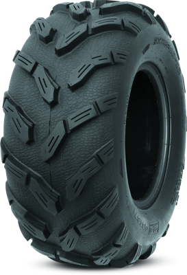 A high-resolution studio product photograph of a QuadBoss QBT671 Mud ATV/UTV tire in size 25x10-12, set against a clean white background. Displayed at a front-three-quarter angle, the heavy-duty rear mud tire features an aggressive directional V-tread pattern with deep, siped lugs designed for maximum mud cleanout, enhanced traction in soft terrain, and solid side-bite in deep ruts. Constructed with a tough 6-ply rated carcass, the durable black rubber casing displays crisp embossed sidewall text including "QUADBOSS", "QBT671", and "25x10-12".