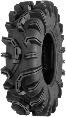 A high-resolution studio product photograph of a QuadBoss QBT673 Mud UTV tire in size 27x10-14, set against a clean white background. Displayed at a front-three-quarter angle, the aggressive extreme-terrain mud tire features deep, directional tread lugs designed for ultimate mud cleanout, enhanced bite in deep ruts, and wraparound shoulder protection. Constructed with a heavy-duty 6-ply rated carcass, the durable black rubber casing displays crisp embossed sidewall text including "QUADBOSS", "QBT673", and "27x10-14".