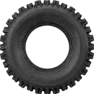 A high-resolution studio product photograph of a QuadBoss QBT739 Series ATV tire in size 20x10-9, set against a clean white background. Displayed at a front-three-quarter angle, the wide rear sport ATV tire features a low-profile design with an aggressive knobby tread pattern, spaced center blocks for optimal acceleration, and tough shoulder lugs for cornering stability. Constructed with a 4-ply rated casing, the durable black rubber tire displays crisp embossed sidewall text including "QUADBOSS", "QBT739", and "20x10-9".