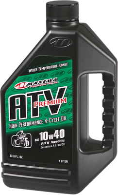 Maxima ATV 4T 10W-40 oil, 1 liter bottle, front label view