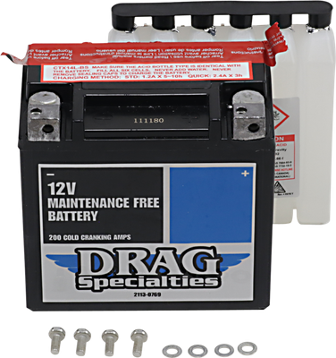 DRAG SPECIALTIES AGM Battery - YTX14LBSFT CTX14L-BS FT