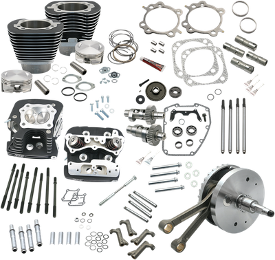 S&S CYCLE 124" Hot Set Up® - Big Bore/Stroker - Wrinkle Black - 88B Twin Cam 900-0565