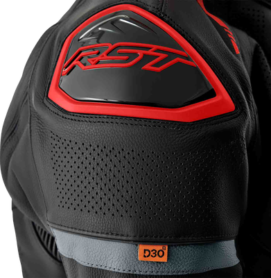 S1 D3o Leather Jacket Blk/Gry/Red Xl