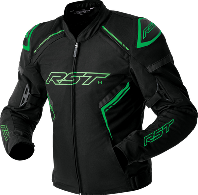 S1 D3o Textile Jacket Black/Grey/Flo Grn Lg