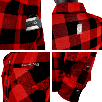 GERBING HEATED CLOTHING 7 V Battery Heated Flannel Shirt - Red/Black - XL GER7VFS-RB-XL