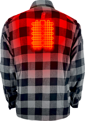 GERBING HEATED CLOTHING 7 V Battery Heated Flannel Shirt - Gray/Black - Small GER7VFS-BG-S