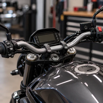 Gray Renthal low street handlebar fitted to a motorcycle cockpit