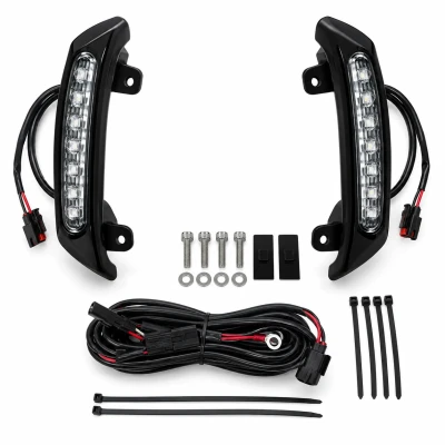 Custom Dynamics black engine guard LED lights CD-CB-AW-SS6-B with wiring harness