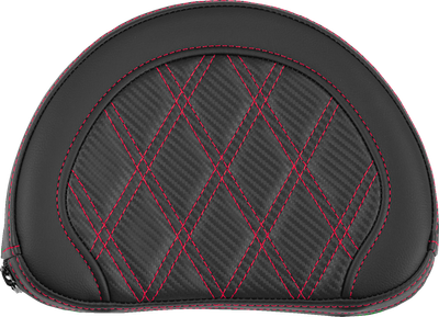 SADDLEMEN Contoured Sissy Bar Pad - Lattice Stitch - Red Stitch - 2" Thick 051320704