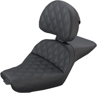 SADDLEMEN Explorer Seat - With Backrest - Lattice Stitched - Black - XL '04-'20 807-03-030LS