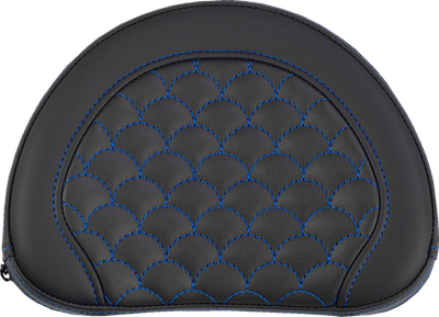 SADDLEMEN Contoured Sissy Bar Pad - Dragon Scale - Blue Stitch - 2" Thick 051320901