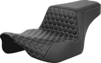 SADDLEMEN Step-Up Seat - Extended Reach - Front Honeycomb - Silver Stitch - FL '23-'24 823-07-17805