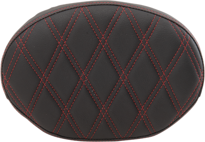 DRAG SPECIALTIES SEATS Oval Sissy Bar Pad - Double Diamond - Red Stitch - FL '99-'22 0822-0430