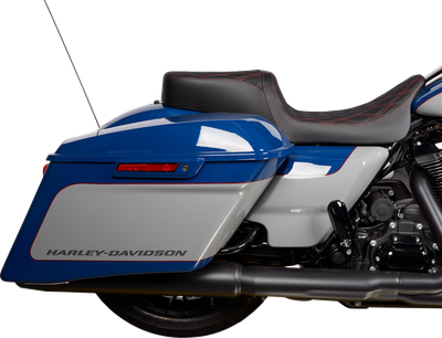 DRAG SPECIALTIES SEATS Predator 2-Up Seat - Vinyl - Double Diamond Red Stitch - w/o Backrest - FL '08-'23 0801-1494