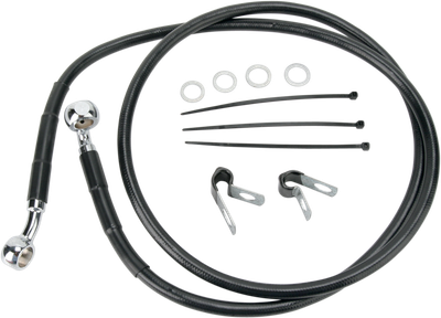 DRAG SPECIALTIES Brake Line - Front - Black - +4" - '99-'07 FXST 640210-4BLK