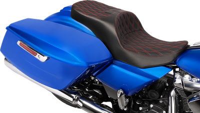 DRAG SPECIALTIES SEATS Forward Position Freedom Seat - Vinyl - Red Double Diamond Stitch - FLH/FLT '23-'25 4715D