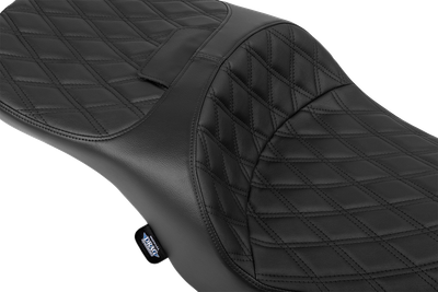 DRAG SPECIALTIES SEATS Forward Position Freedom Seat - Vinyl/Solar Leather - Black Double Diamond Stitch - FLH/FLT '23-'25 4715F