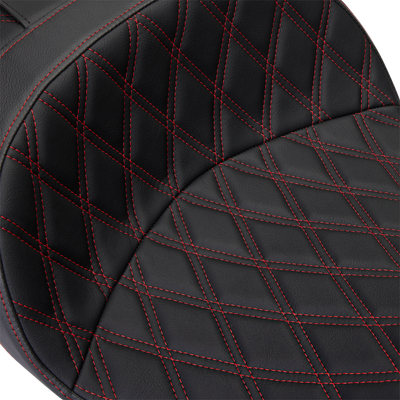 DRAG SPECIALTIES SEATS Freedom Seat - Vinyl - Double Diamond Red Stitch - FLH '09-'23 0801-1484